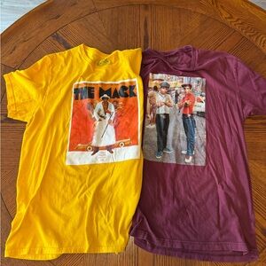 Lot of 2: Mix Unit Retro Graphic Men's Tees - Yellow and Maroon, Size Large